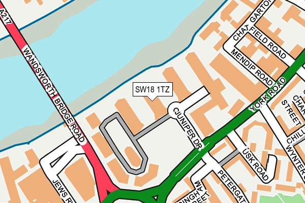 SW18 1TZ map - OS OpenMap – Local (Ordnance Survey)