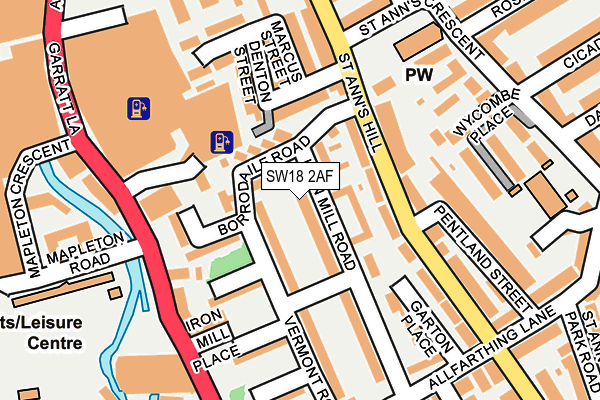 SW18 2AF map - OS OpenMap – Local (Ordnance Survey)