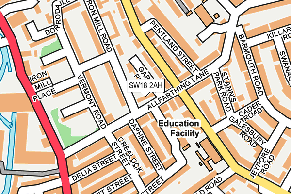 SW18 2AH map - OS OpenMap – Local (Ordnance Survey)