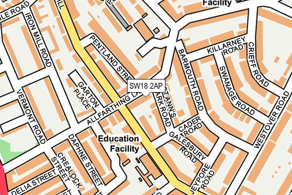 SW18 2AP map - OS OpenMap – Local (Ordnance Survey)