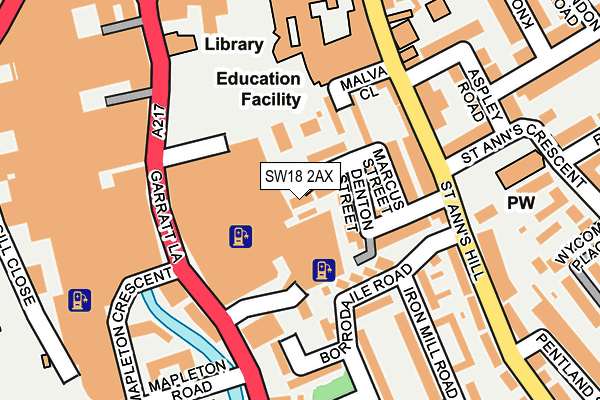 SW18 2AX map - OS OpenMap – Local (Ordnance Survey)