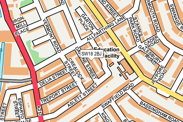 SW18 2BJ map - OS OpenMap – Local (Ordnance Survey)