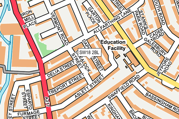 SW18 2BL map - OS OpenMap – Local (Ordnance Survey)