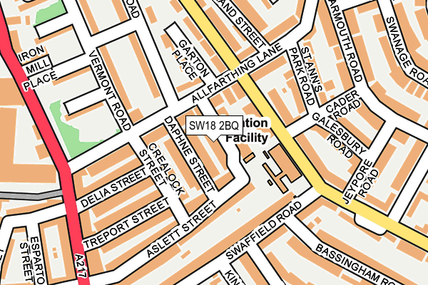 SW18 2BQ map - OS OpenMap – Local (Ordnance Survey)