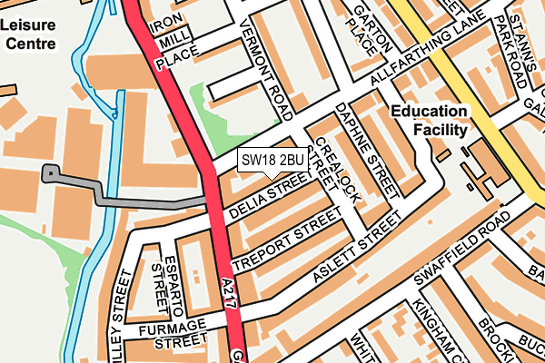 SW18 2BU map - OS OpenMap – Local (Ordnance Survey)