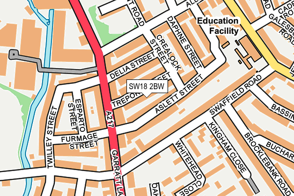 SW18 2BW map - OS OpenMap – Local (Ordnance Survey)