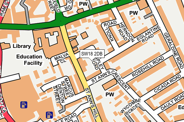 SW18 2DB map - OS OpenMap – Local (Ordnance Survey)