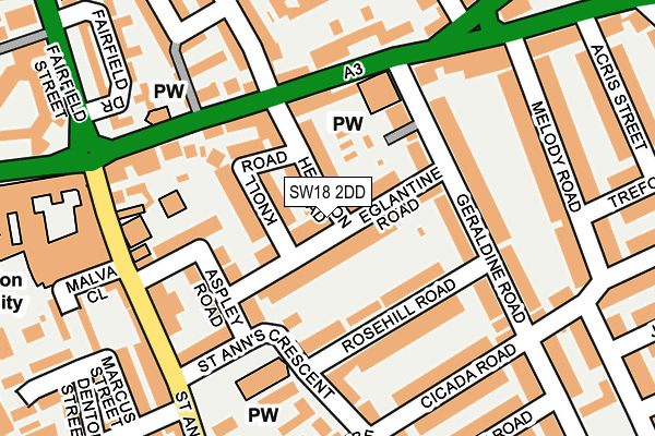 SW18 2DD map - OS OpenMap – Local (Ordnance Survey)