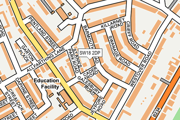 SW18 2DP map - OS OpenMap – Local (Ordnance Survey)