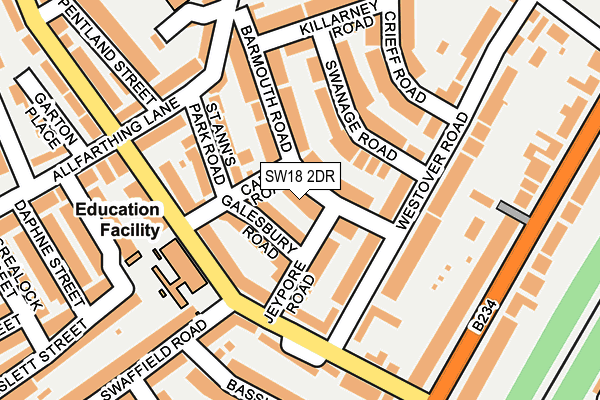 SW18 2DR map - OS OpenMap – Local (Ordnance Survey)