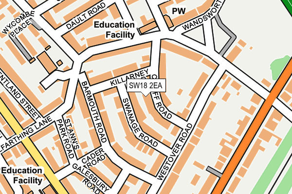 SW18 2EA map - OS OpenMap – Local (Ordnance Survey)