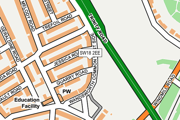 SW18 2EE map - OS OpenMap – Local (Ordnance Survey)