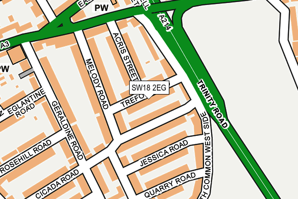 SW18 2EG map - OS OpenMap – Local (Ordnance Survey)