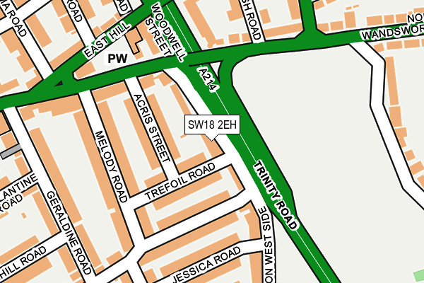 SW18 2EH map - OS OpenMap – Local (Ordnance Survey)