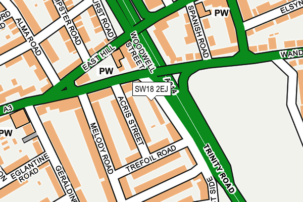 SW18 2EJ map - OS OpenMap – Local (Ordnance Survey)