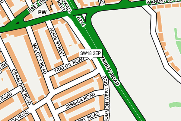 SW18 2EP map - OS OpenMap – Local (Ordnance Survey)