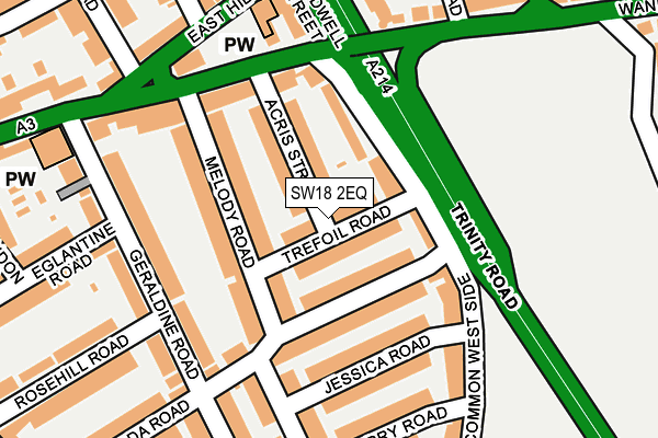 SW18 2EQ map - OS OpenMap – Local (Ordnance Survey)
