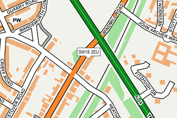 SW18 2EU map - OS OpenMap – Local (Ordnance Survey)
