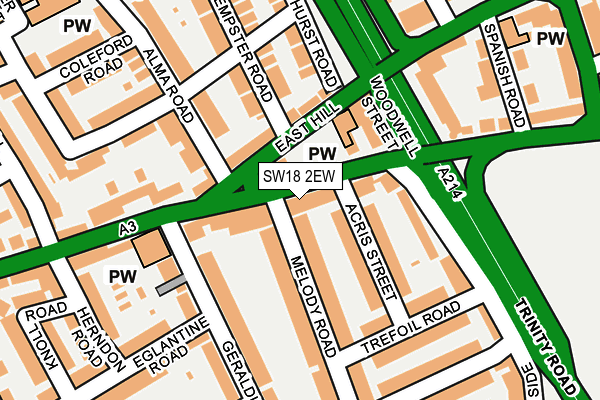 SW18 2EW map - OS OpenMap – Local (Ordnance Survey)