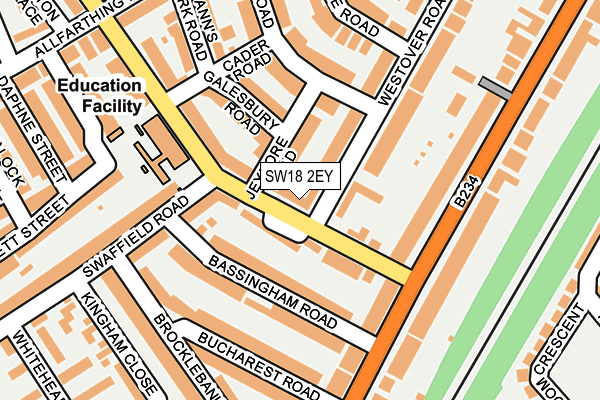 SW18 2EY map - OS OpenMap – Local (Ordnance Survey)