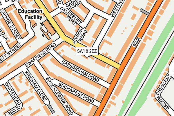 SW18 2EZ map - OS OpenMap – Local (Ordnance Survey)