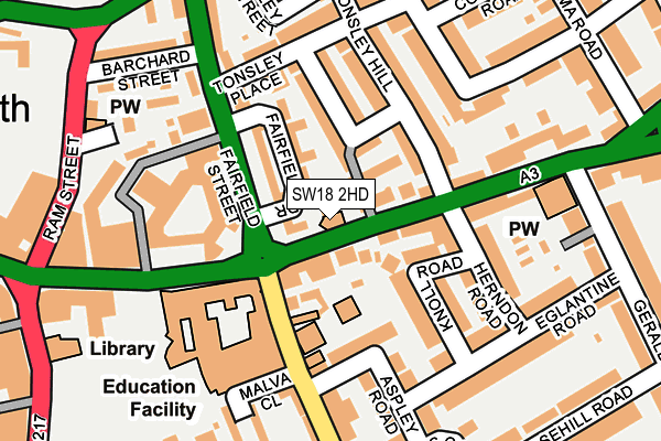 SW18 2HD map - OS OpenMap – Local (Ordnance Survey)