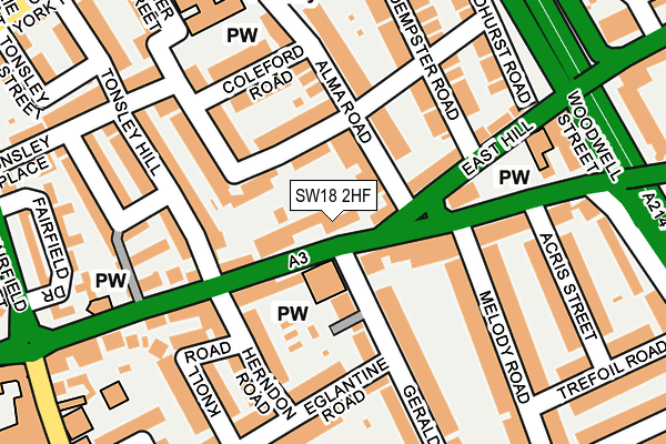 SW18 2HF map - OS OpenMap – Local (Ordnance Survey)