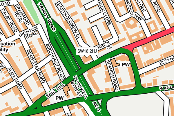 SW18 2HJ map - OS OpenMap – Local (Ordnance Survey)