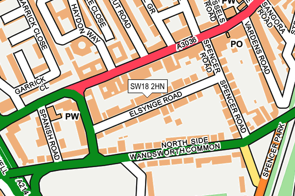 SW18 2HN map - OS OpenMap – Local (Ordnance Survey)
