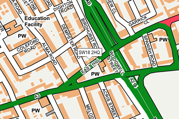 SW18 2HQ map - OS OpenMap – Local (Ordnance Survey)