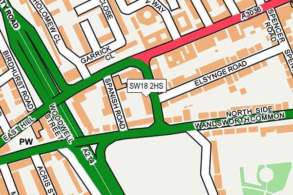 SW18 2HS map - OS OpenMap – Local (Ordnance Survey)