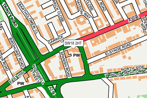 SW18 2HT map - OS OpenMap – Local (Ordnance Survey)