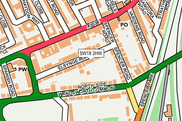 SW18 2HW map - OS OpenMap – Local (Ordnance Survey)