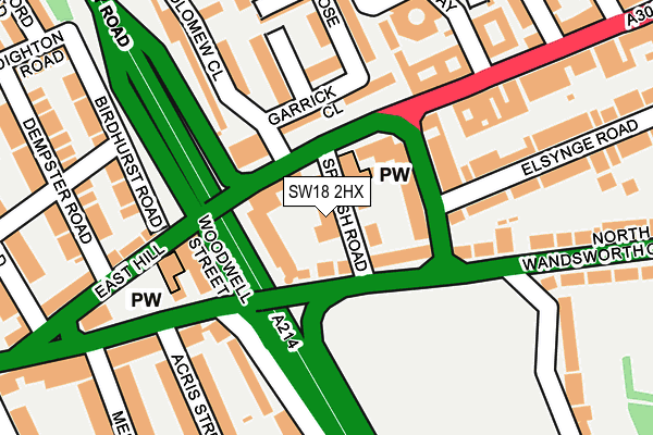 SW18 2HX map - OS OpenMap – Local (Ordnance Survey)