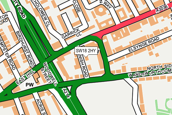 SW18 2HY map - OS OpenMap – Local (Ordnance Survey)