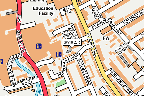 SW18 2JR map - OS OpenMap – Local (Ordnance Survey)