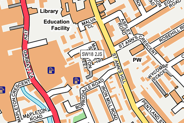 SW18 2JS map - OS OpenMap – Local (Ordnance Survey)