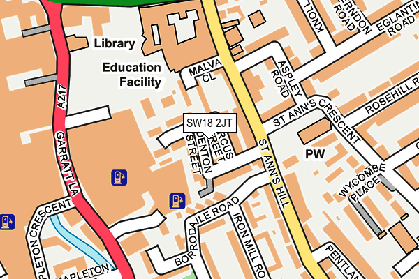 SW18 2JT map - OS OpenMap – Local (Ordnance Survey)