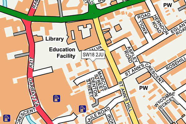 SW18 2JU map - OS OpenMap – Local (Ordnance Survey)