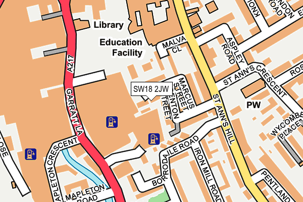 SW18 2JW map - OS OpenMap – Local (Ordnance Survey)