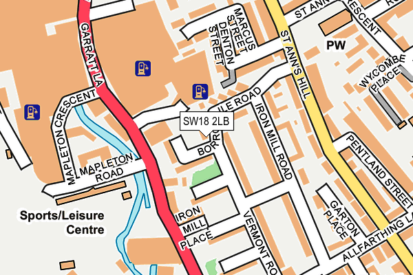 SW18 2LB map - OS OpenMap – Local (Ordnance Survey)