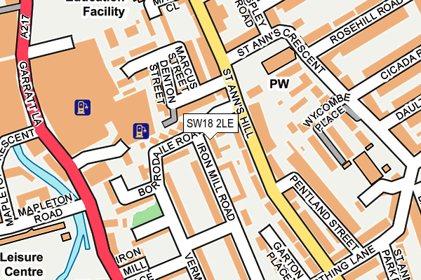 SW18 2LE map - OS OpenMap – Local (Ordnance Survey)