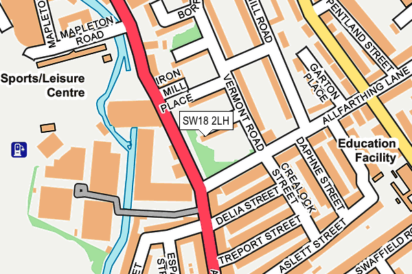 SW18 2LH map - OS OpenMap – Local (Ordnance Survey)