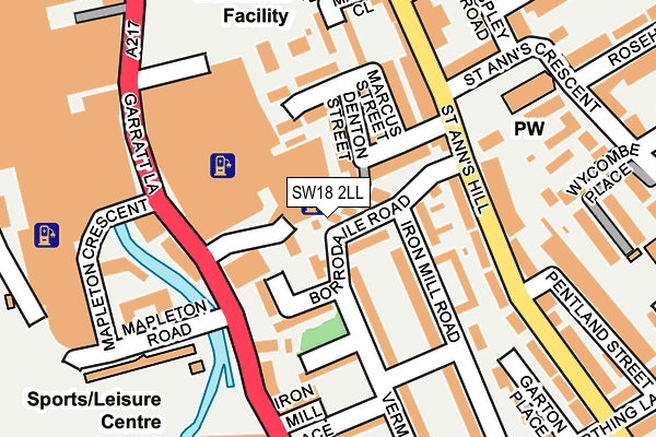 SW18 2LL map - OS OpenMap – Local (Ordnance Survey)