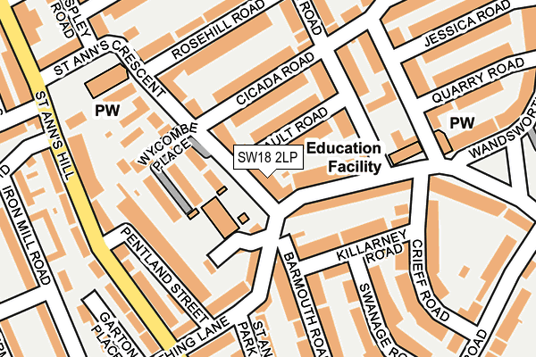 SW18 2LP map - OS OpenMap – Local (Ordnance Survey)
