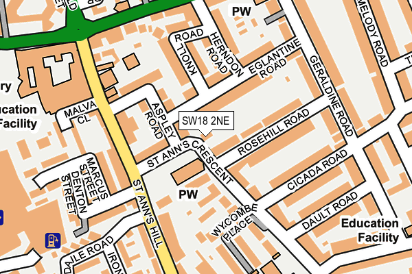 SW18 2NE map - OS OpenMap – Local (Ordnance Survey)