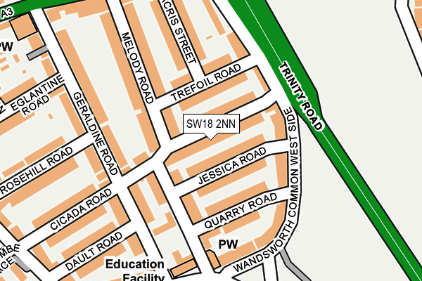 SW18 2NN map - OS OpenMap – Local (Ordnance Survey)