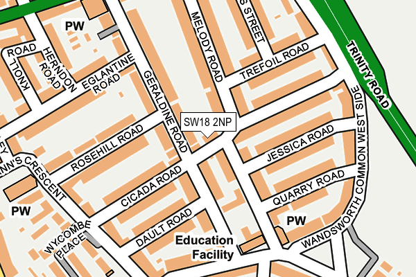 SW18 2NP map - OS OpenMap – Local (Ordnance Survey)