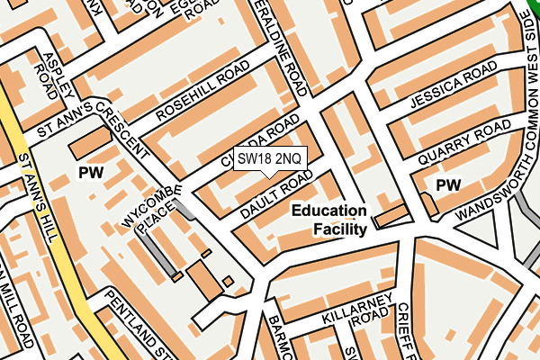 SW18 2NQ map - OS OpenMap – Local (Ordnance Survey)