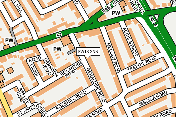 SW18 2NR map - OS OpenMap – Local (Ordnance Survey)